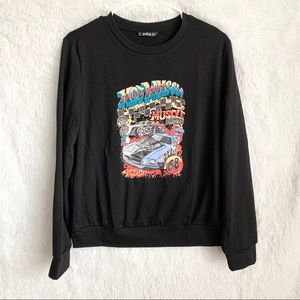 Long sleeved hot wheels tshirt.